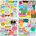 Collage of inspirational and motivational vinyl stickers with various quotes and graphics.
