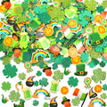 St. Patrick's Day themed foam stickers including shamrocks, leprechauns, rainbows, pots of gold, and beer mugs.