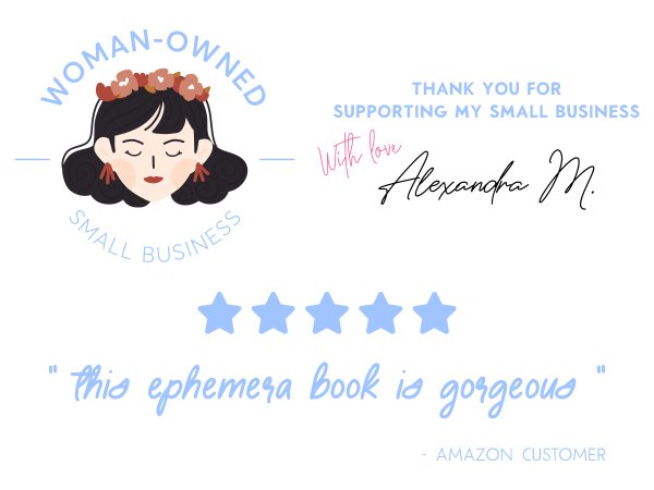 Graphic with "Woman-Owned Small Business" logo, a thank you message, a customer quote, and stars.