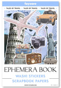 Collage of travel-themed elements including the Leaning Tower of Pisa, Statue of Liberty, airplane, vintage car, camera, and stacked suitcases.