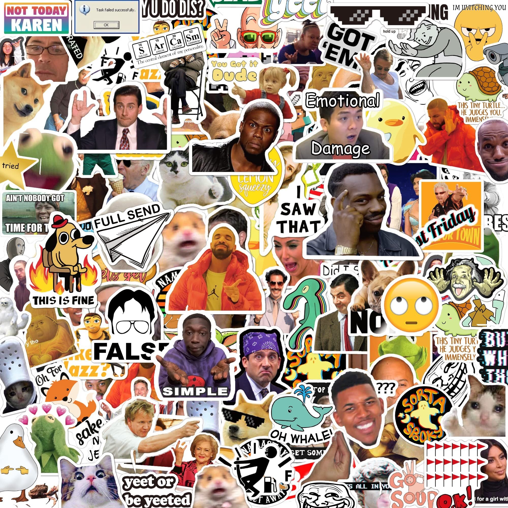 Collage of various meme stickers including characters from TV shows, internet memes, and animals.