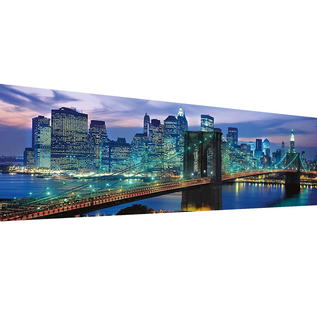 Diamond painting kit featuring the Brooklyn Bridge and New York City skyline at dusk.