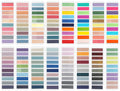 Multiple rows of colorful sticky page markers in various pastel and vibrant shades, arranged in clear plastic sleeves.