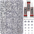 Flatback rhinestones in a divided container with three tubes of clear multi-purpose glue and a rhinestone applicator pencil.