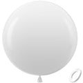 Large white latex balloon with a roll of white double-sided tape on a white background