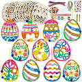 Easter egg craft kit with wooden ornaments, paints, pom-poms, pipe cleaners, rhinestones, and satin cords