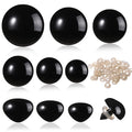 Set of black plastic safety eyes and noses with washers for crafts, shown in various sizes and shapes.