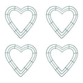 Four green wire heart wreath forms arranged in a 2x2 grid on a white background.