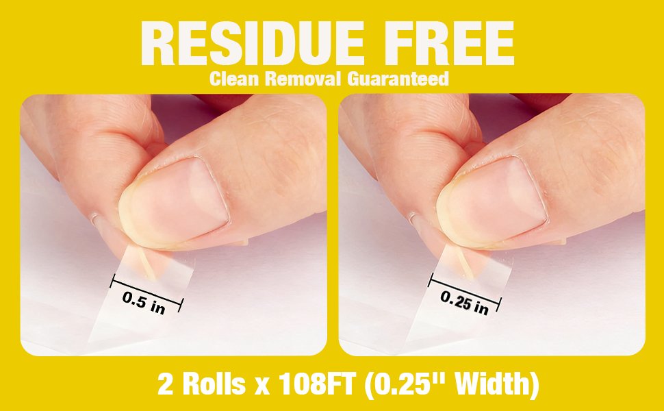 Hands peeling clear floral tape showing measurements of 0.5 inch and 0.25 inch.