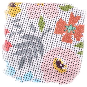 Diamond art canvas with floral pattern, showing numbered sections for placing beads.