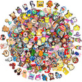Collection of 40 assorted cartoon silicone charms for crafts, including characters, food, and symbols, arranged in a circular pattern.