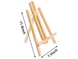 Wooden easel with dimensions 11.8 inches tall and 7.5 inches wide, shown at an angle on a white background.