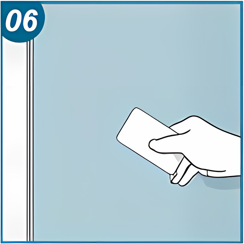 Illustration of a hand holding a squeegee to apply window film