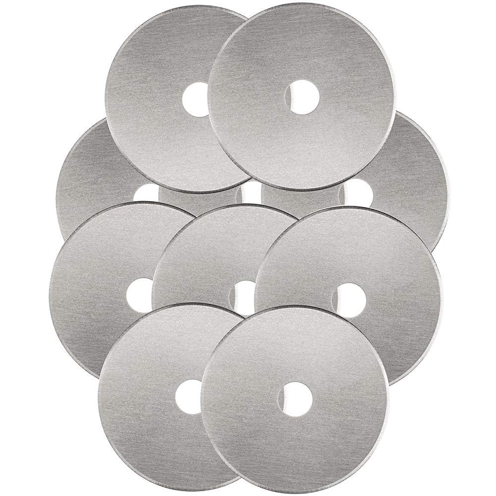 Stack of ten 45mm rotary cutter replacement blades made of SKS-7 Japanese steel
