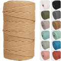 Spool of light tan 4mm macrame cord shown from the side, with a grid of other colored spools on the right.