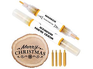 Wood burn paste pen kit with double-ended marker and accessories on white background