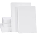Five white gift boxes with lids stacked and arranged, showing assorted sizes on a white background.
