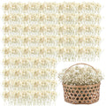 Fifty mini dried baby's breath flowers arranged in rows and a basket, ivory natural gypsophila for decor