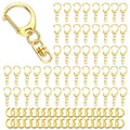 Gold metal lobster claw clasps with swivel hooks and jump rings for DIY keychains and accessories