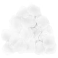 Pile of white artificial rose petals made of silk fabric