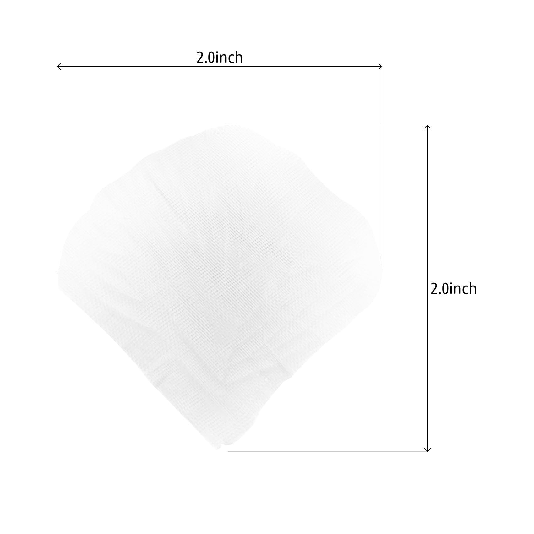 White artificial rose petal shown from above with dimensions indicating 2.0 inches by 2.0 inches.