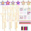 Star Princess Fairy Wand Craft Kit contents including wooden wands, gem stickers, ribbons, and markers.