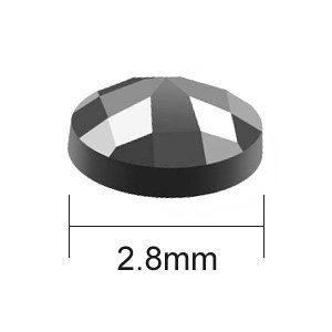 Close-up of a single gray faceted diamond painting bead with a 2.8mm measurement indicator.