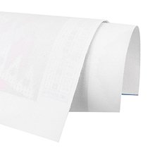 Rolled up white diamond painting canvas with blue backing visible on the edge, isolated on white background.