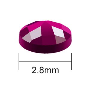 Single magenta faceted round diamond bead with 2.8mm size indicator