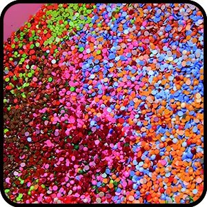 Close-up of a large pile of colorful round diamond painting drills in shades of pink, blue, orange, and green.