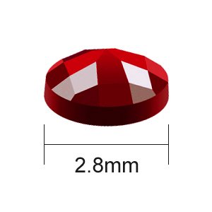Red oval faceted diamond art bead with 2.8mm size indicator