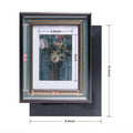 Peacock blue picture frame with gold trim, showing dimensions for 5x7 photo and 4x6 mat opening.