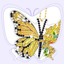 Diamond painting butterfly wind chime suncatcher art kit with rhinestones and chain.