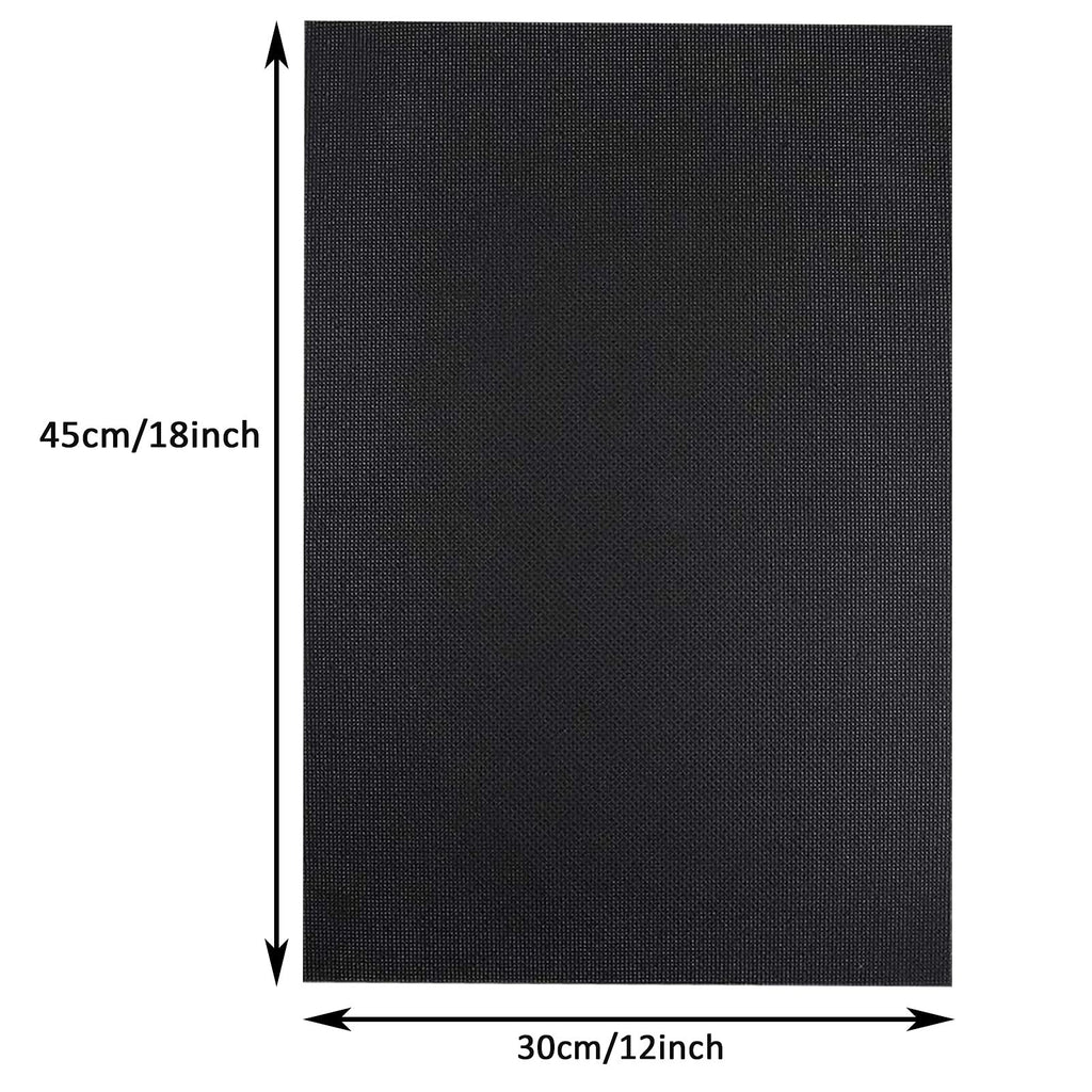 Black Aida cloth with dimensions 45cm/18inch and 30cm/12inch indicated by arrows.