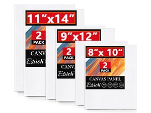 Four canvas panels in different sizes: 11x14, 9x12, and 8x10 inches, each a 2-pack.
