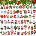 Diamond art Christmas ornaments including Santa, snowmen, penguins, reindeer, trees, and gingerbread men, with a 'Merry Christmas' banner.
