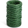 Roll of dark green floral bind wire, paper-coated, on a white background.