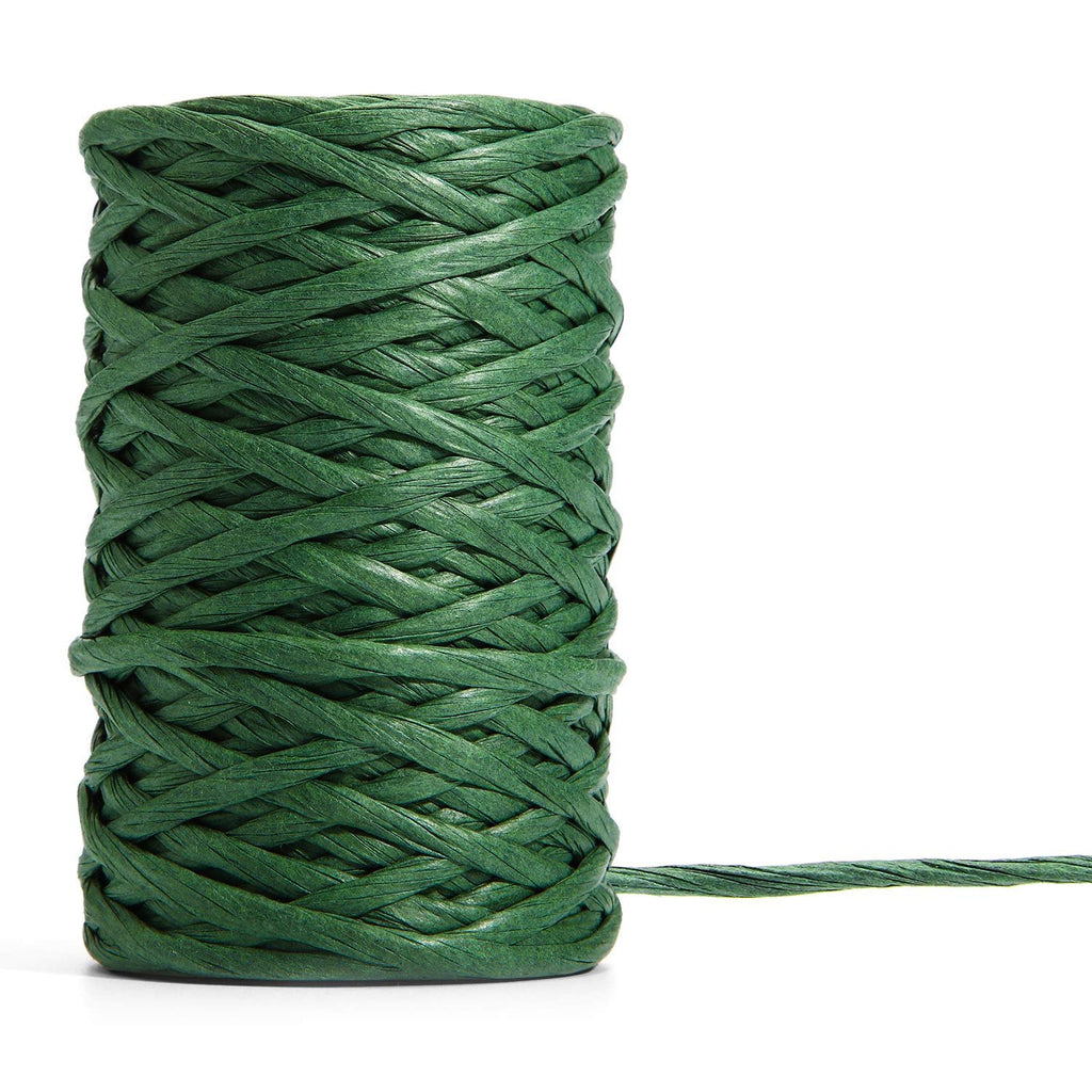 Roll of dark green floral wire for bouquets and crafts, close-up side view