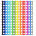 Sheet of 6720 quarter-inch round dot stickers in 20 assorted colors, arranged in rows and columns.