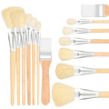 Set of 7 goat hair mop brushes for art, displayed on a white background.