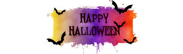 Happy Halloween text with bats on a colorful watercolor background