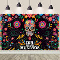 Day of the Dead photography backdrop with sugar skull and marigold flowers