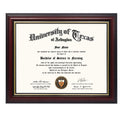 8.5x11 certificate diploma frame with cherry finish and gold trim, showing a Bachelor of Science in Nursing degree from the University of Texas at Arlington.