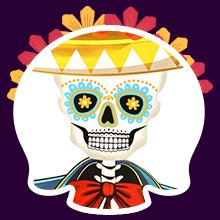 Day of the Dead sugar skull decoration with sombrero and floral accents