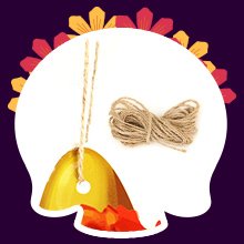 Day of the Dead sugar skull hanging decoration with twine and tassels