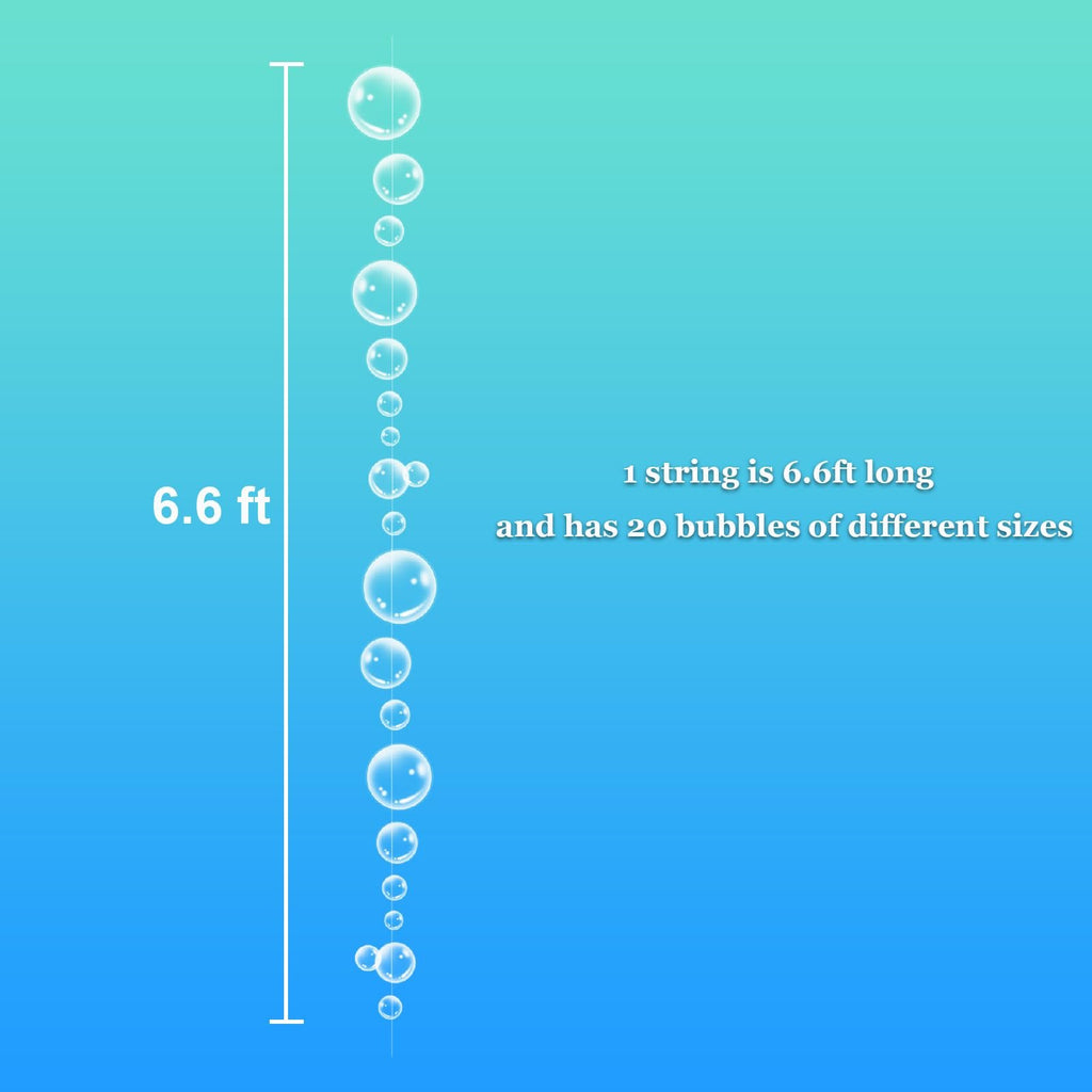 Single string of clear bubble garland with 20 bubbles of varying sizes against a blue gradient background.