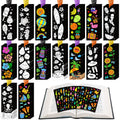 Color-your-own bookmarks with summer designs and ribbons, fanned out on an open book.