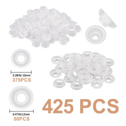 Assortment of clear plastic safety eyes and noses for crafts, showing different sizes and quantities.