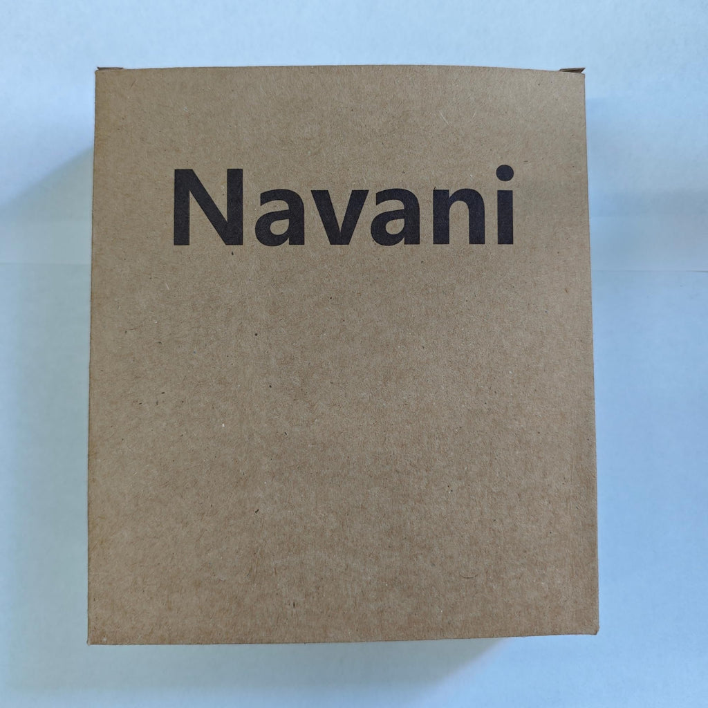 Brown cardboard box with the brand name printed in black on the front.