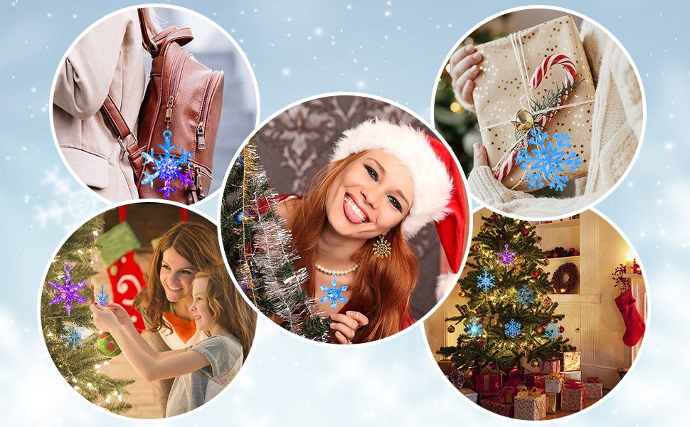 Collage of snowflake ornaments used for Christmas decorations and crafts